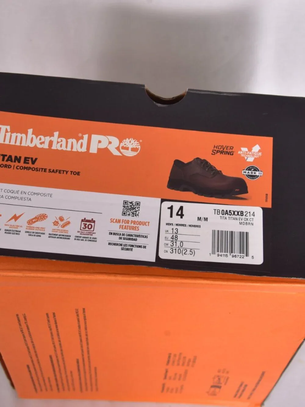 Timberland Pro Titan EV TB0A5XXB214 Men 14 Brown Safety Toe Oxford Shoes